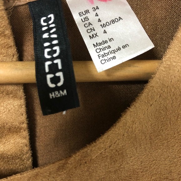 3 for $20 -H&M Divided Tan Faux Suede Dress Size 4 - Picture 7 of 7